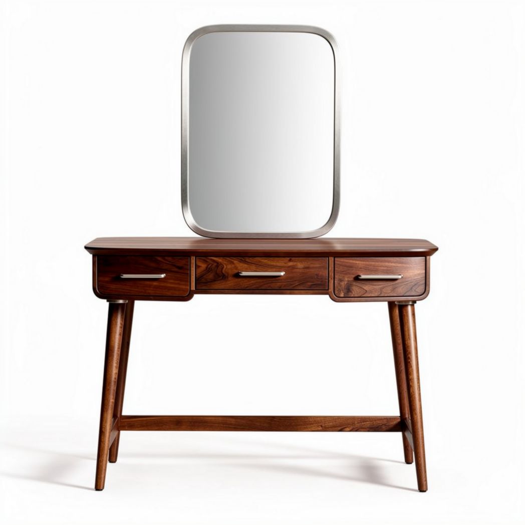 Walnut Wood Console Table with Mirror – Suitable for Entryway or Living Room – Made from Solid Wood – 120 x 45 x 75cm