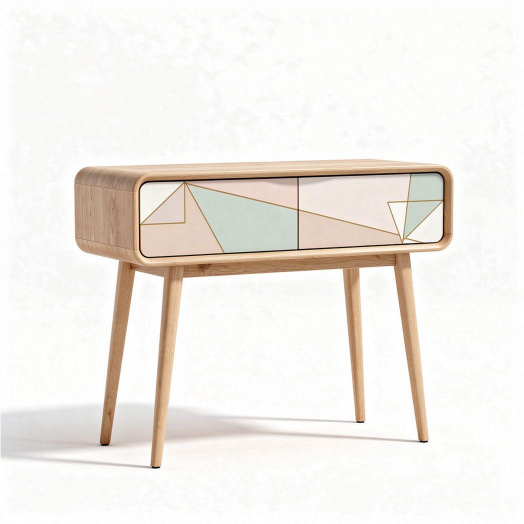Bamboo Side Table with Geometric Design for Living Room Use – 60 x 40 x 80cm