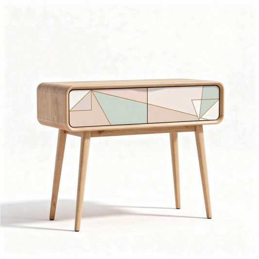 Bamboo Side Table with Geometric Design for Living Room Use – 60 x 40 x 80cm