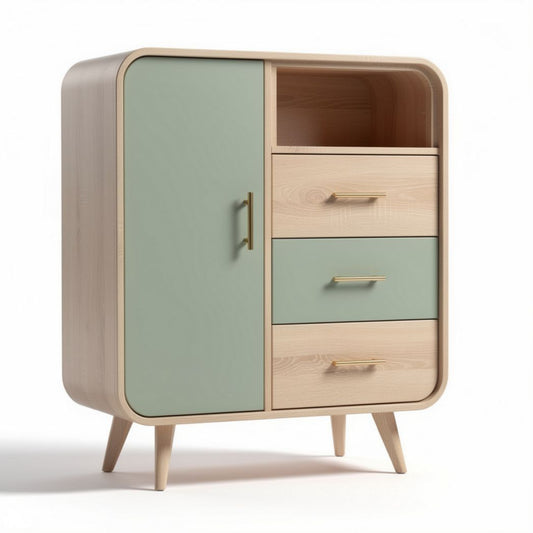 Plywood Storage Cabinet with Drawers and Open Shelf – 80 x 40 x 100cm